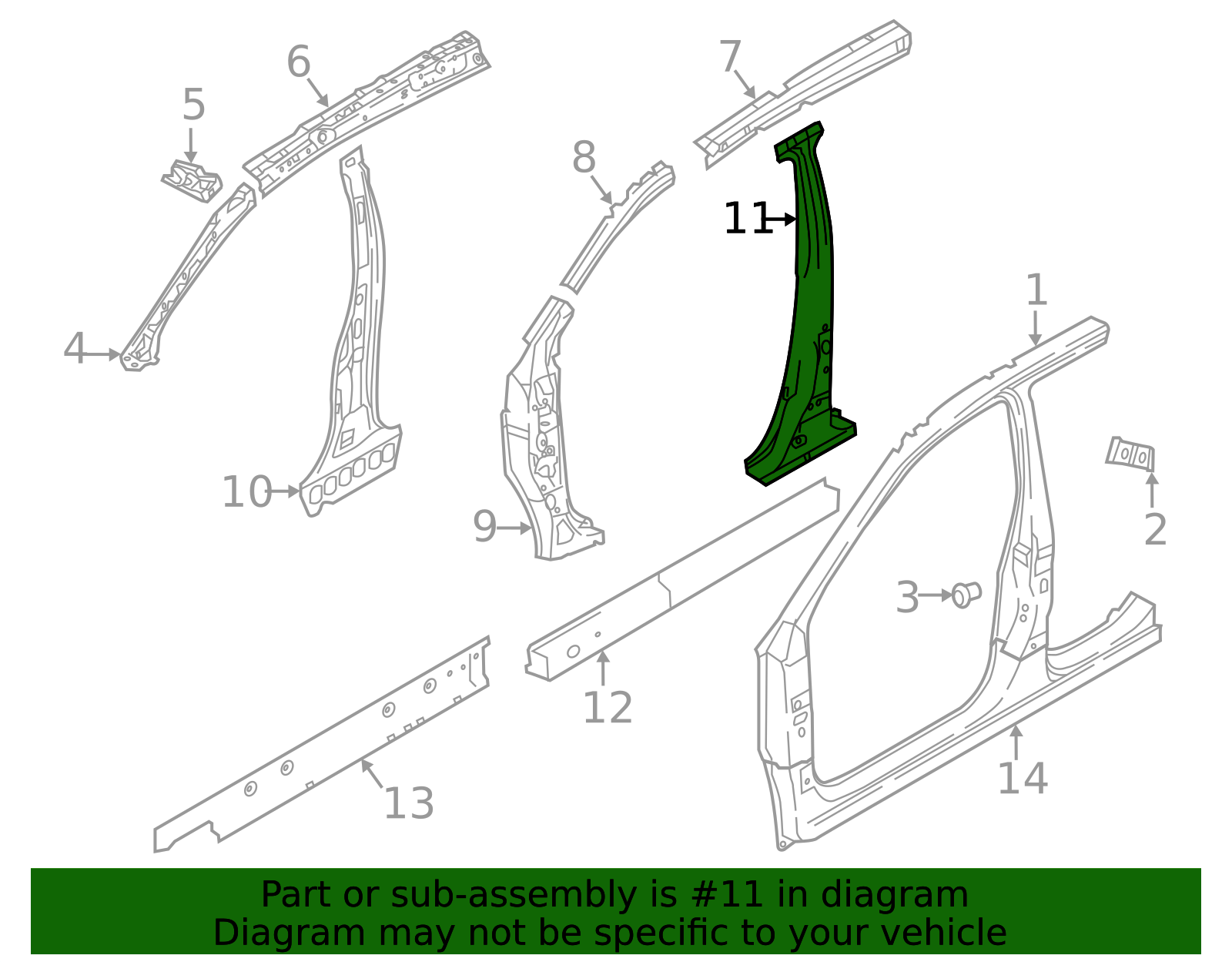 Center Pillar Reinforced - Nissan (G6571-9VCMA) 1 Center Pillar Reinforced - Nissan (G6571-9VCMA)