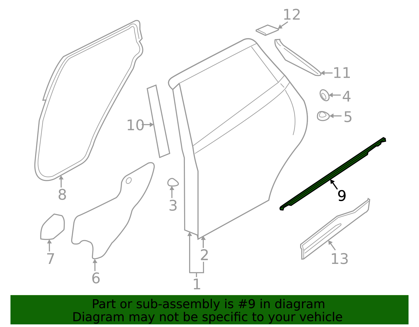 Belt Molding - Nissan (82821-5RB0A) 2 Belt Molding - Nissan (82821-5RB0A)