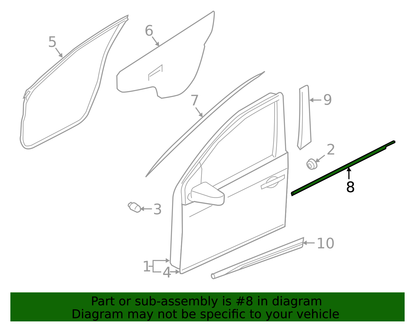 Belt Molding - Nissan (80820-5RB0A) 3 Belt Molding - Nissan (80820-5RB0A)