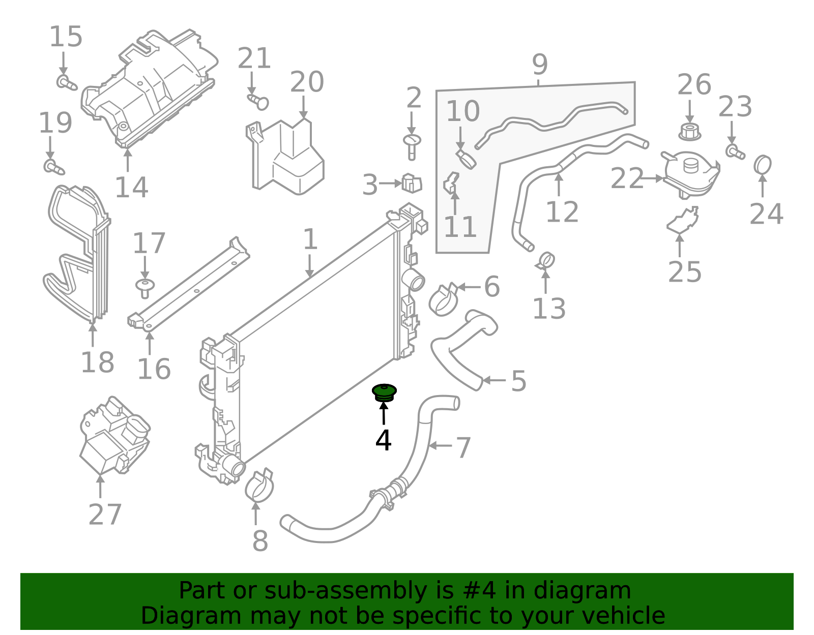 Radiator Assembly Upper Mount - Nissan (21506-00Q0B)