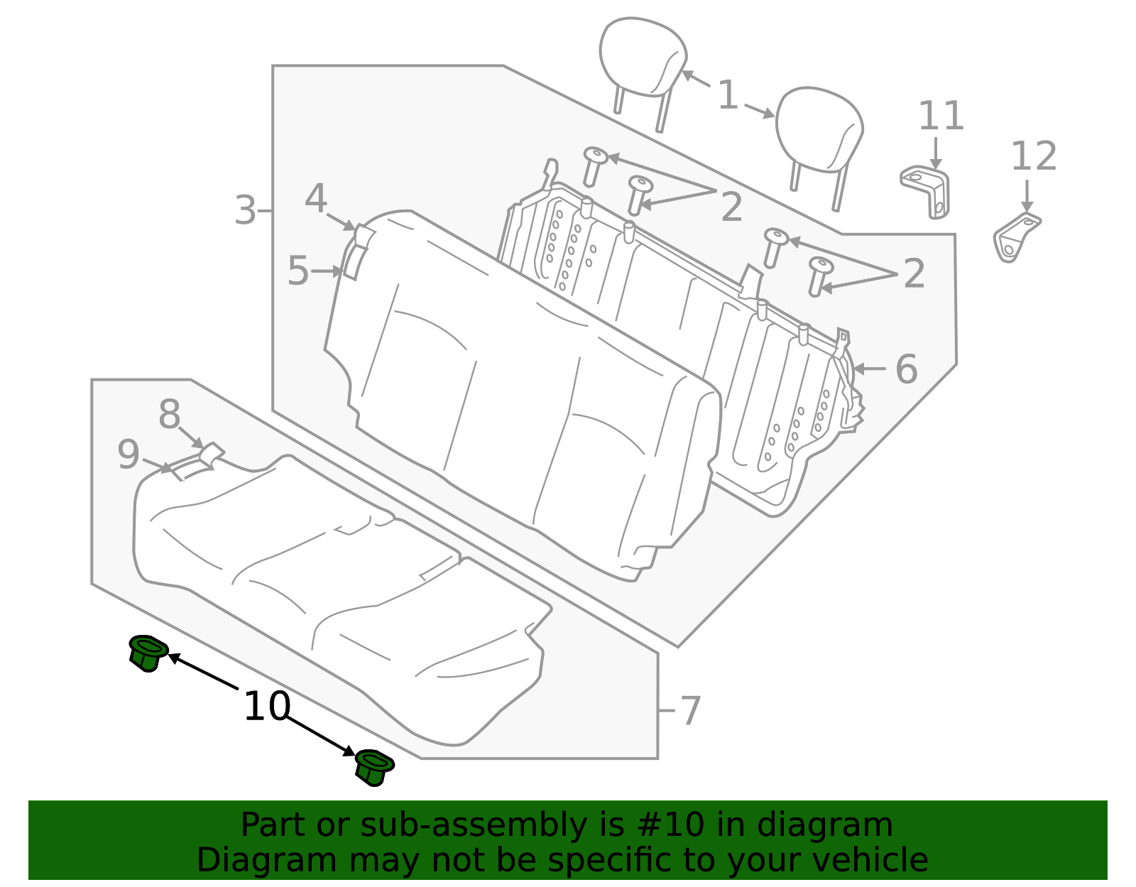 Hook Cushion, Seat Spacer Seat Cushion Stopper Cushion Striker R/ (Rear) - Nissan (88304-51E00)