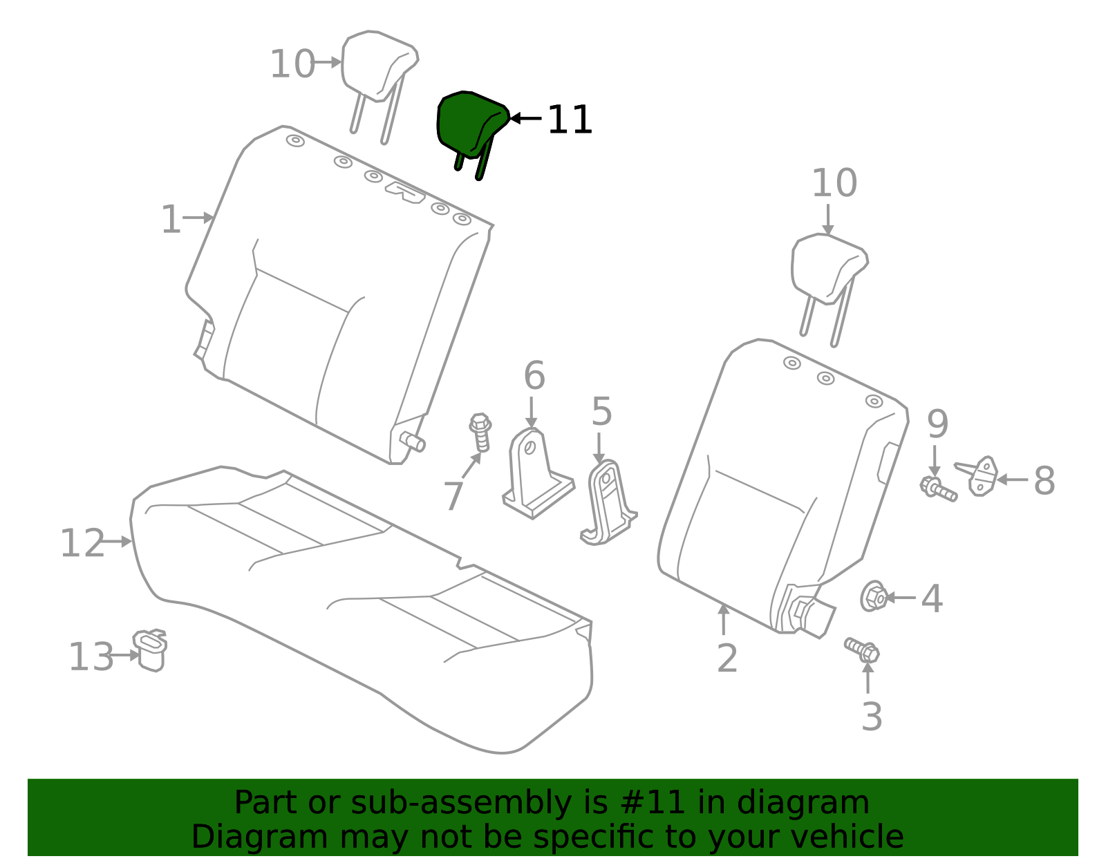 Headrest, Center - Nissan (86460-5RB0A)