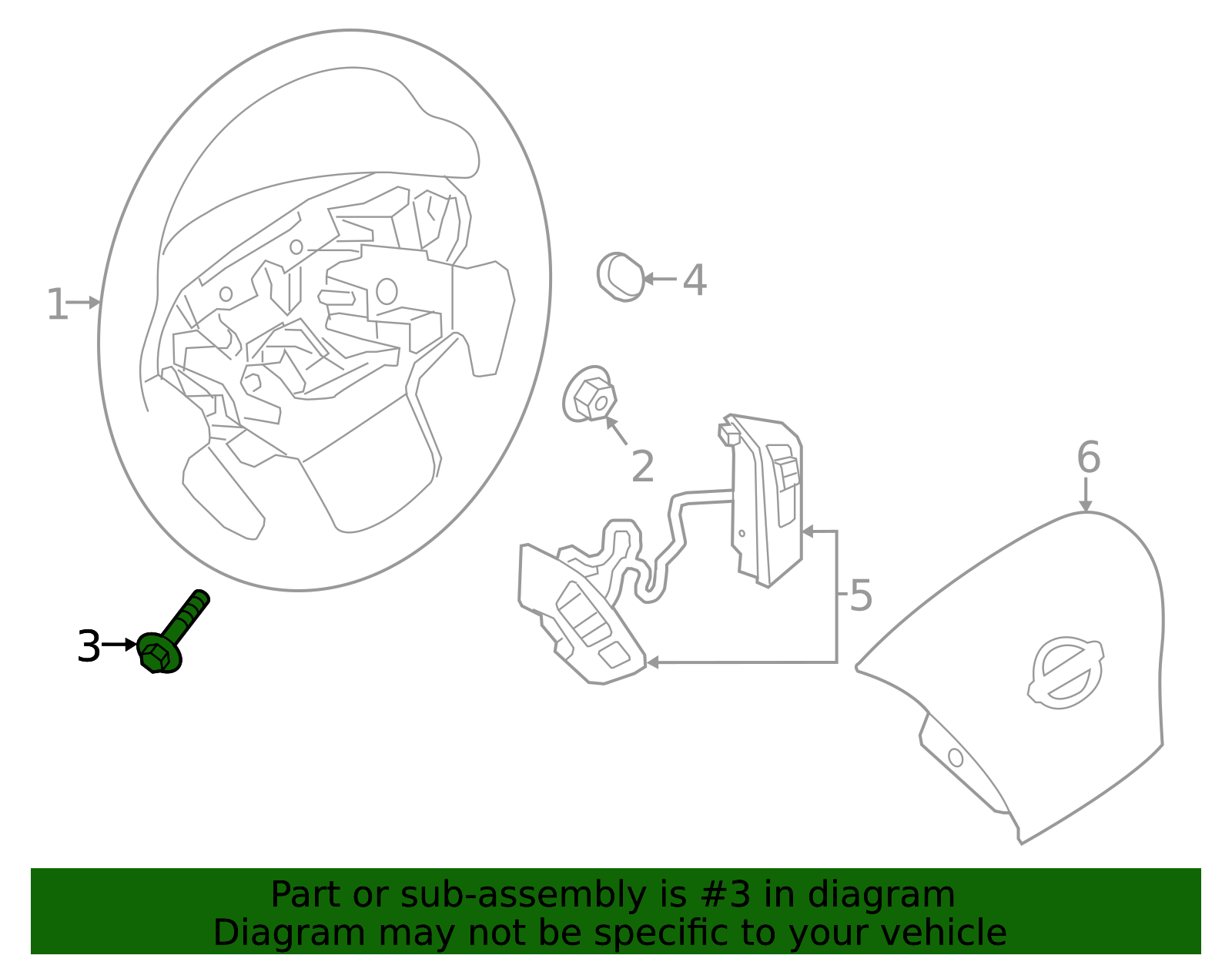 Steering Wheel Bolt - Nissan (01121-0030U)